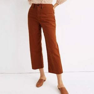 NWT Madewell Curvy Slim Emmett Wide Leg Cropped Pants In Orange